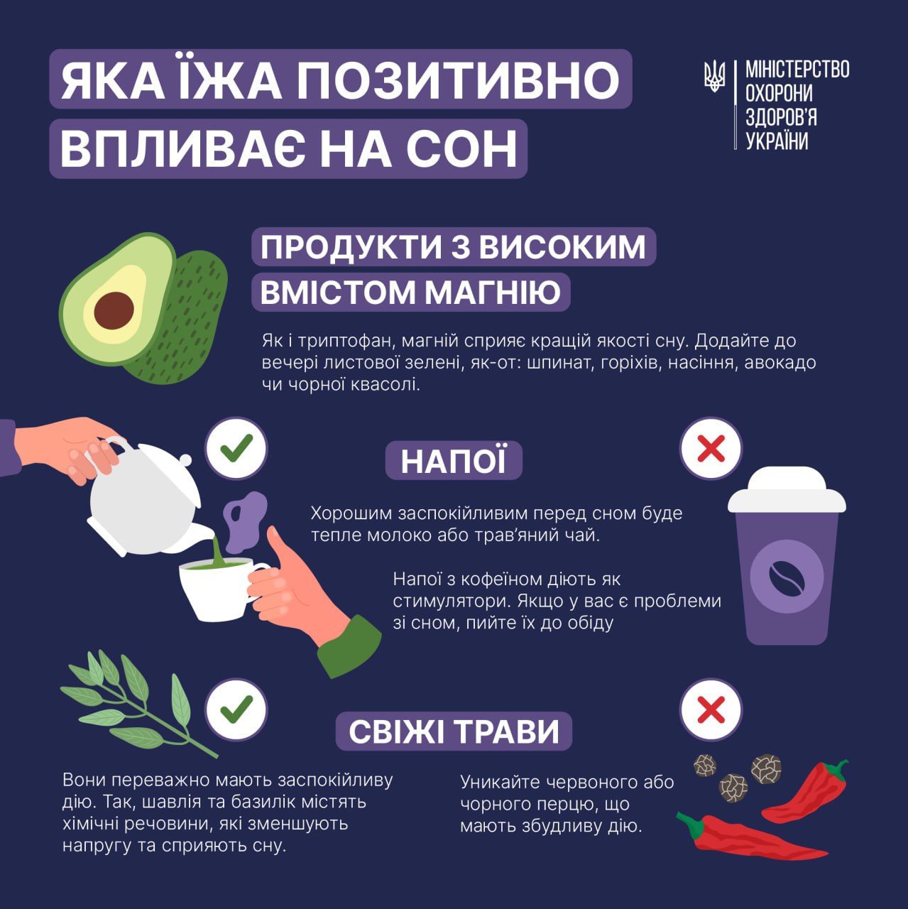Які продукти позитивно впливають на сон