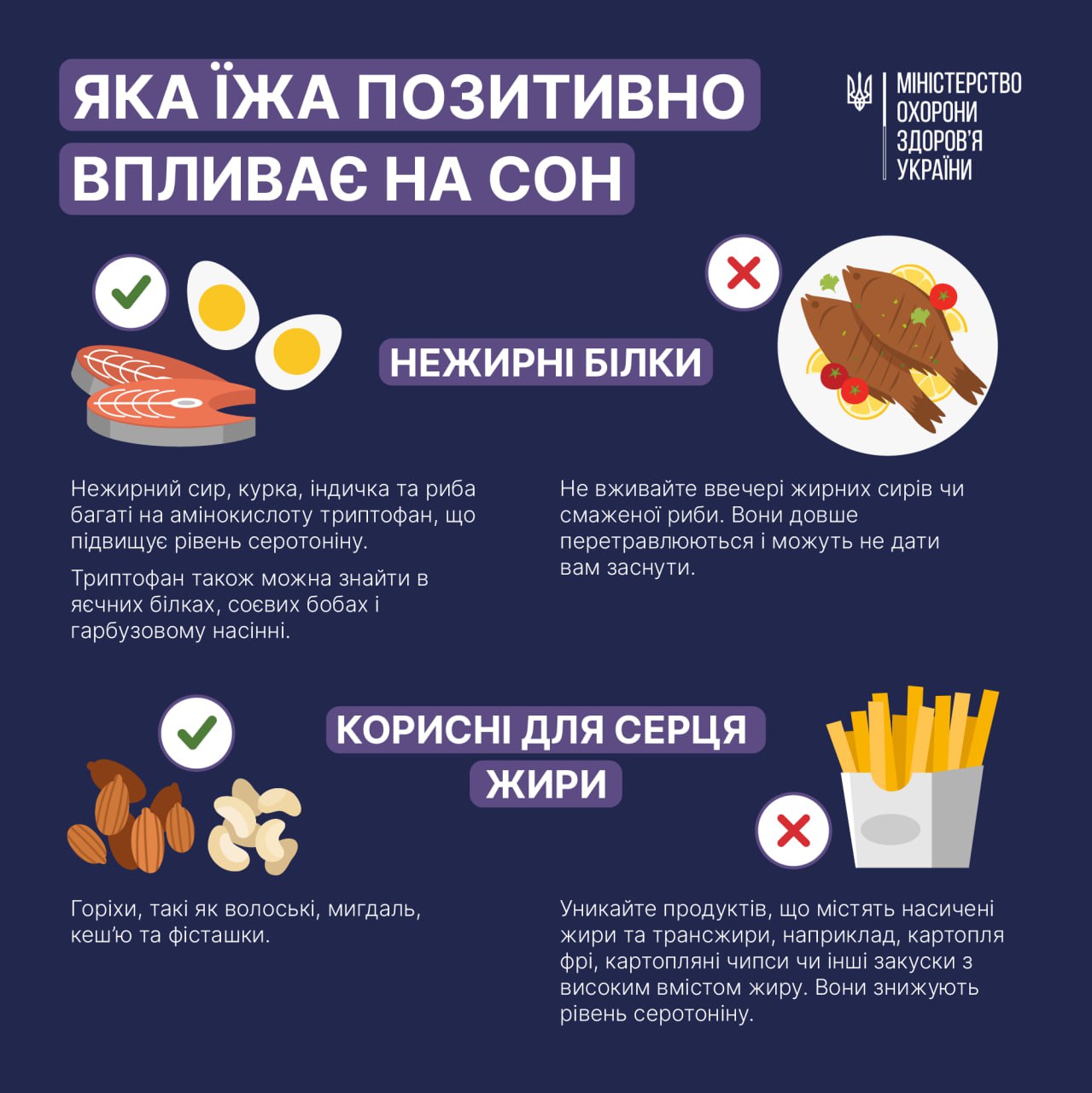 Які продукти позитивно впливають на сон