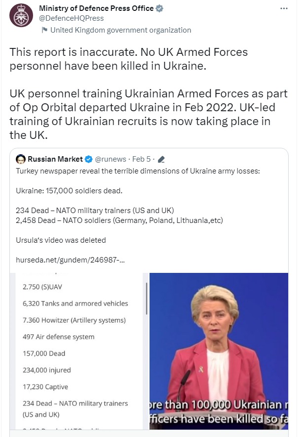 Скріншот із Твіттера Міноборони Великобританії