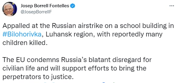 Скриншот из Твиттера Борреля