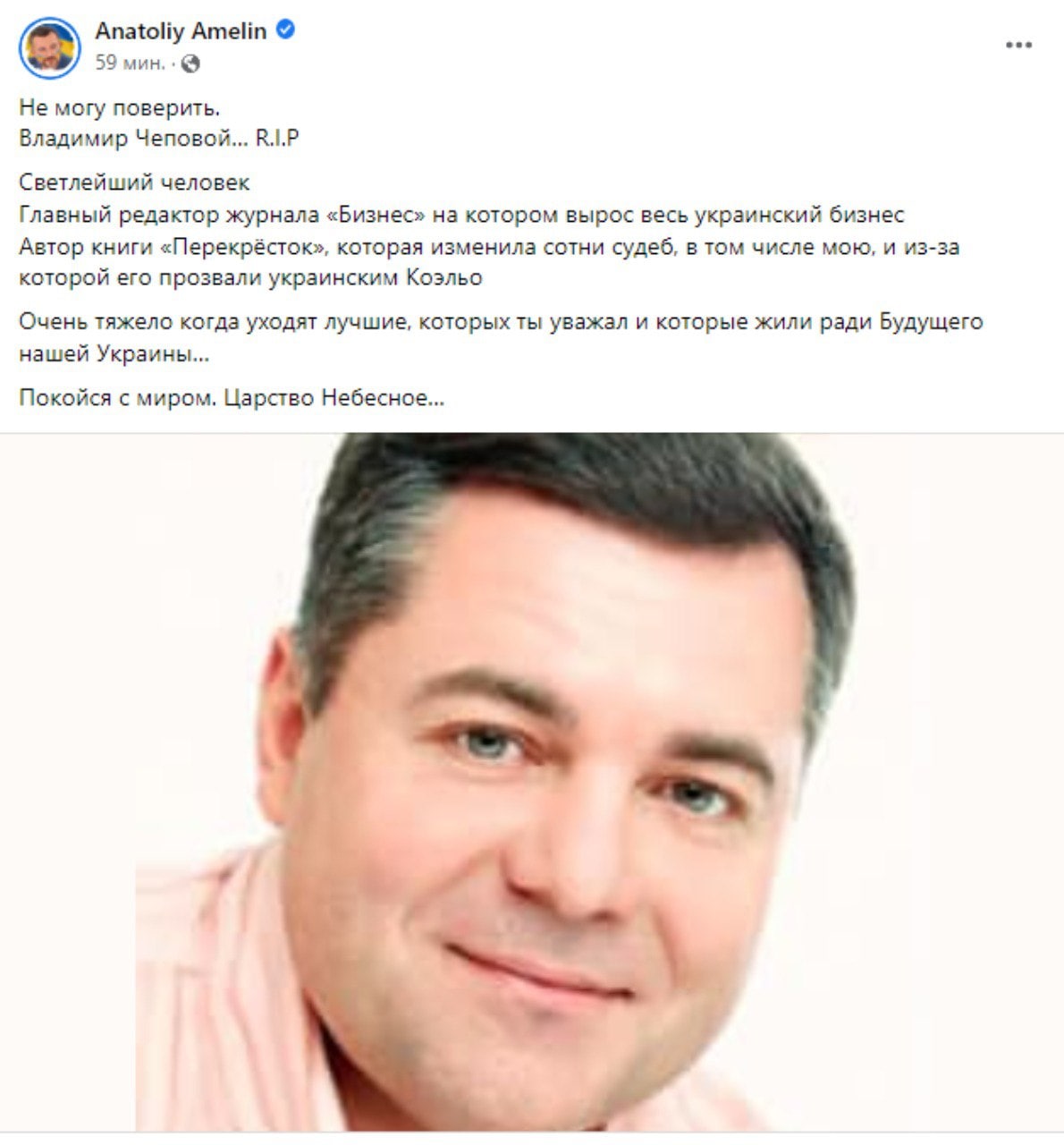 Скриншот из Фейсбука Анатолия Амелина