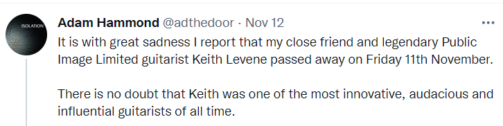 Скончался Кит Левен