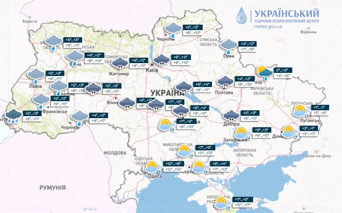 карта погода 18 січня
