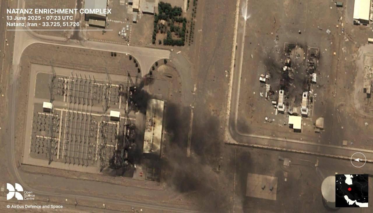 Спутниковые фото повреждения ядерного объекта Натанзе в Иране