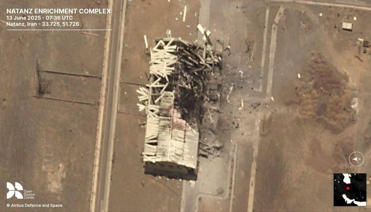 Спутниковые фото повреждения ядерного объекта Натанзе в Иране