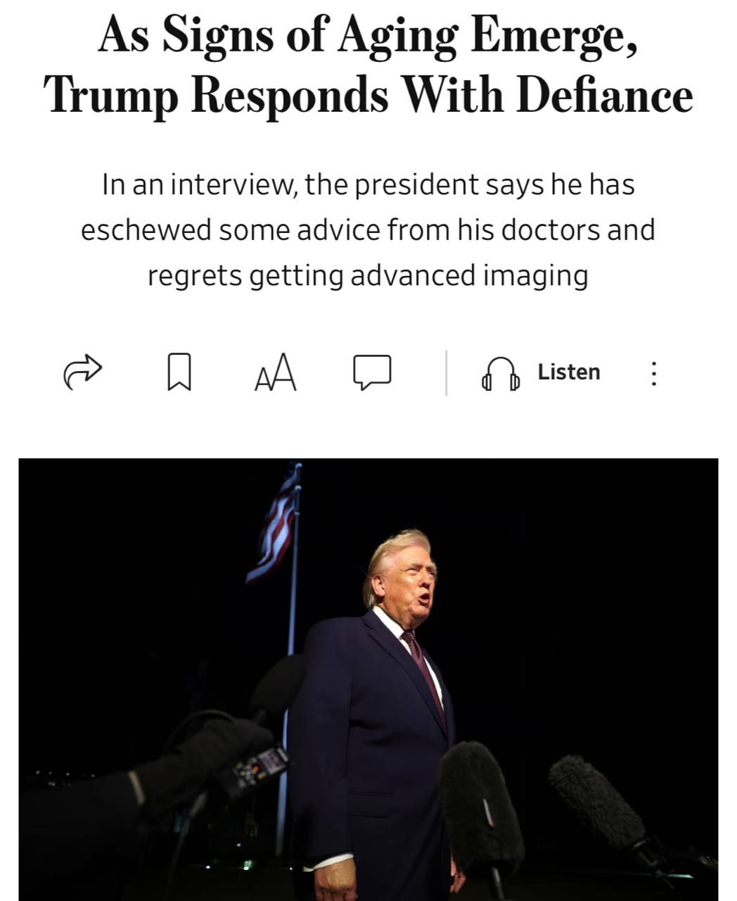 Президент США Дональд Трамп уже около 25 лет принимает большие дозы аспирина, из-за чего у него легко появляются синяки