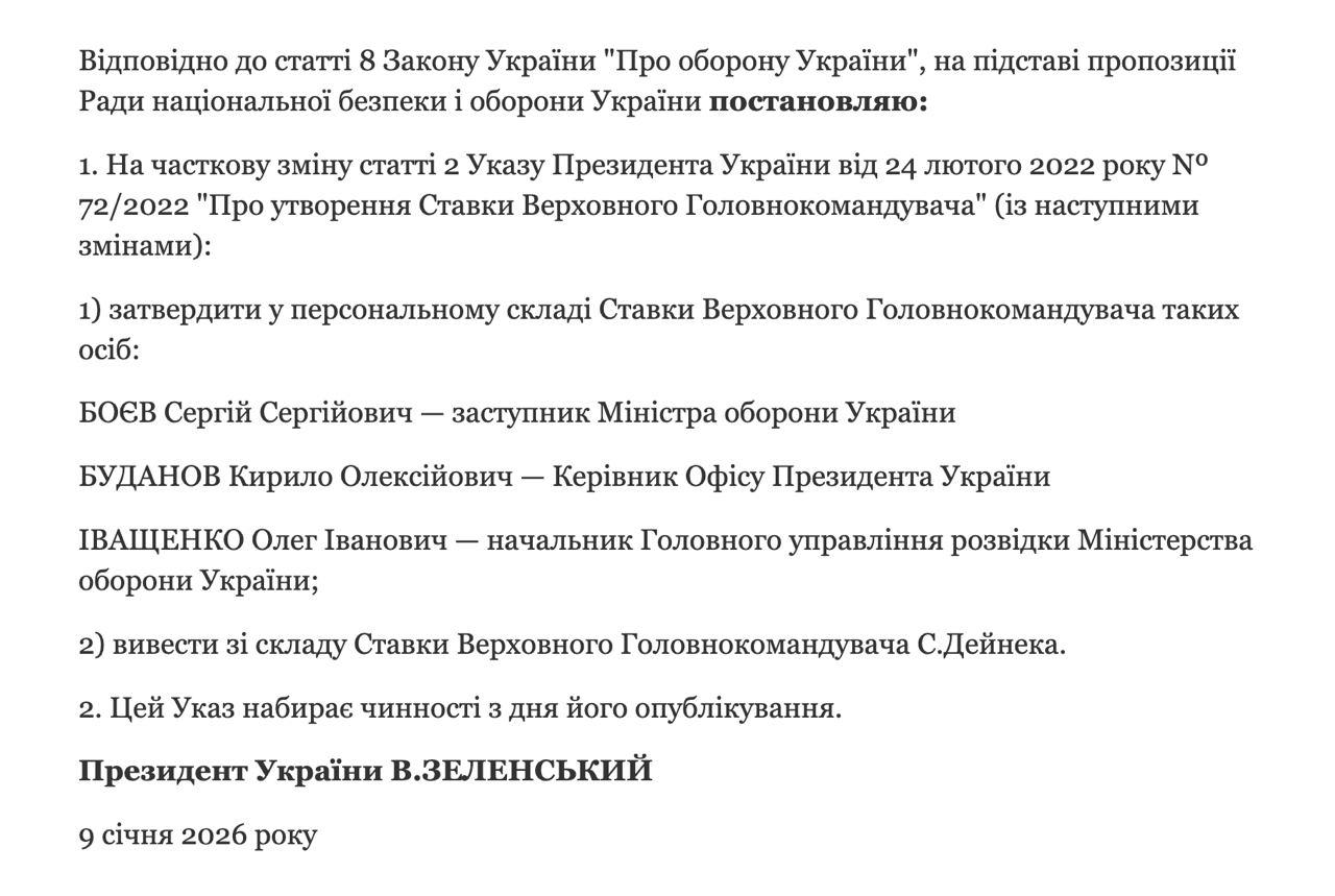 Зеленский ввел в состав Ставки ВГК главу Офиса президента Буданова.
