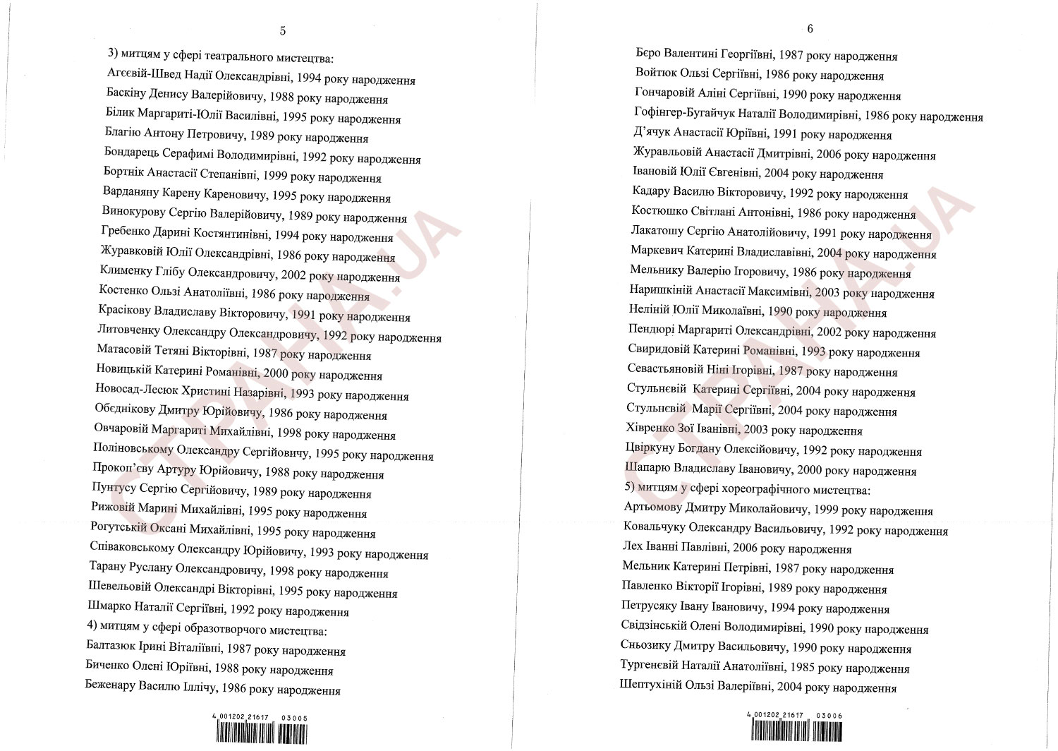 Кому из деятелей культуры достанется стипендия Зеленского. Скриншот проекта указа