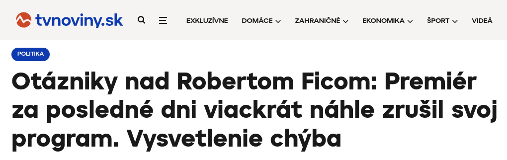 Снимок заголовка на tvnoviny.sk