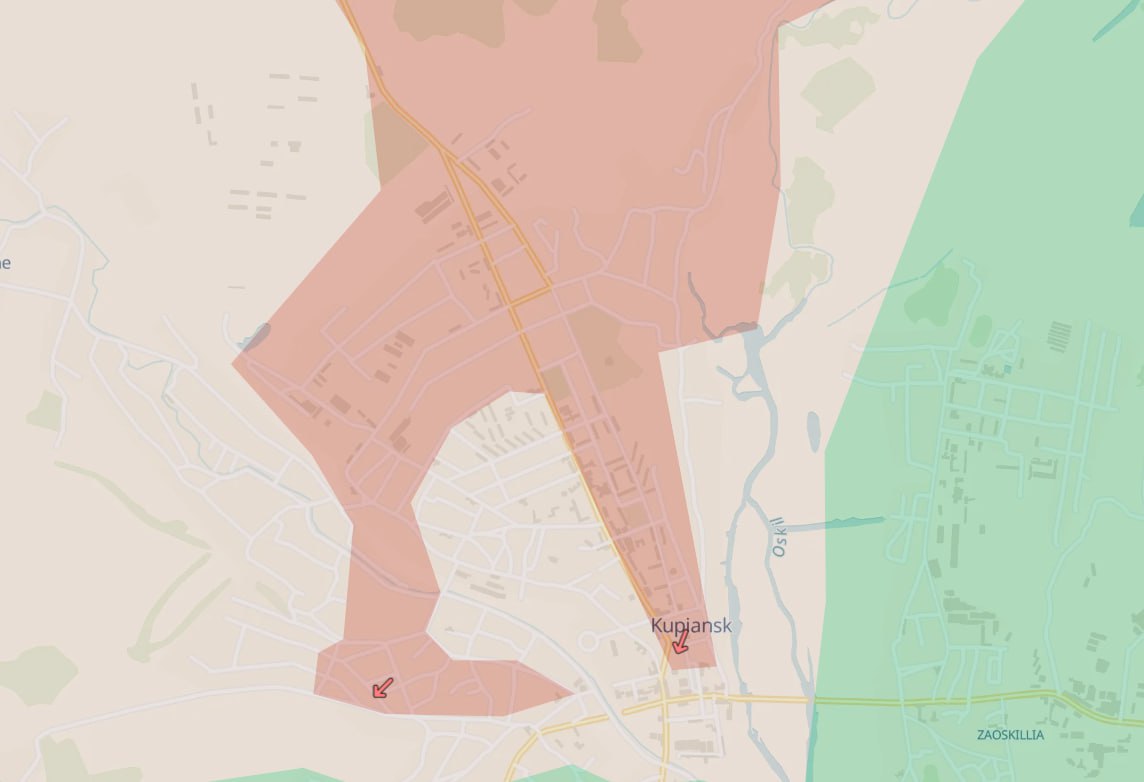 Куп'янськ. Карта бойових дій. Джерело - Deep State