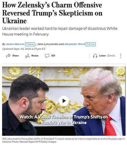 Снимок заголовка на wsj.com