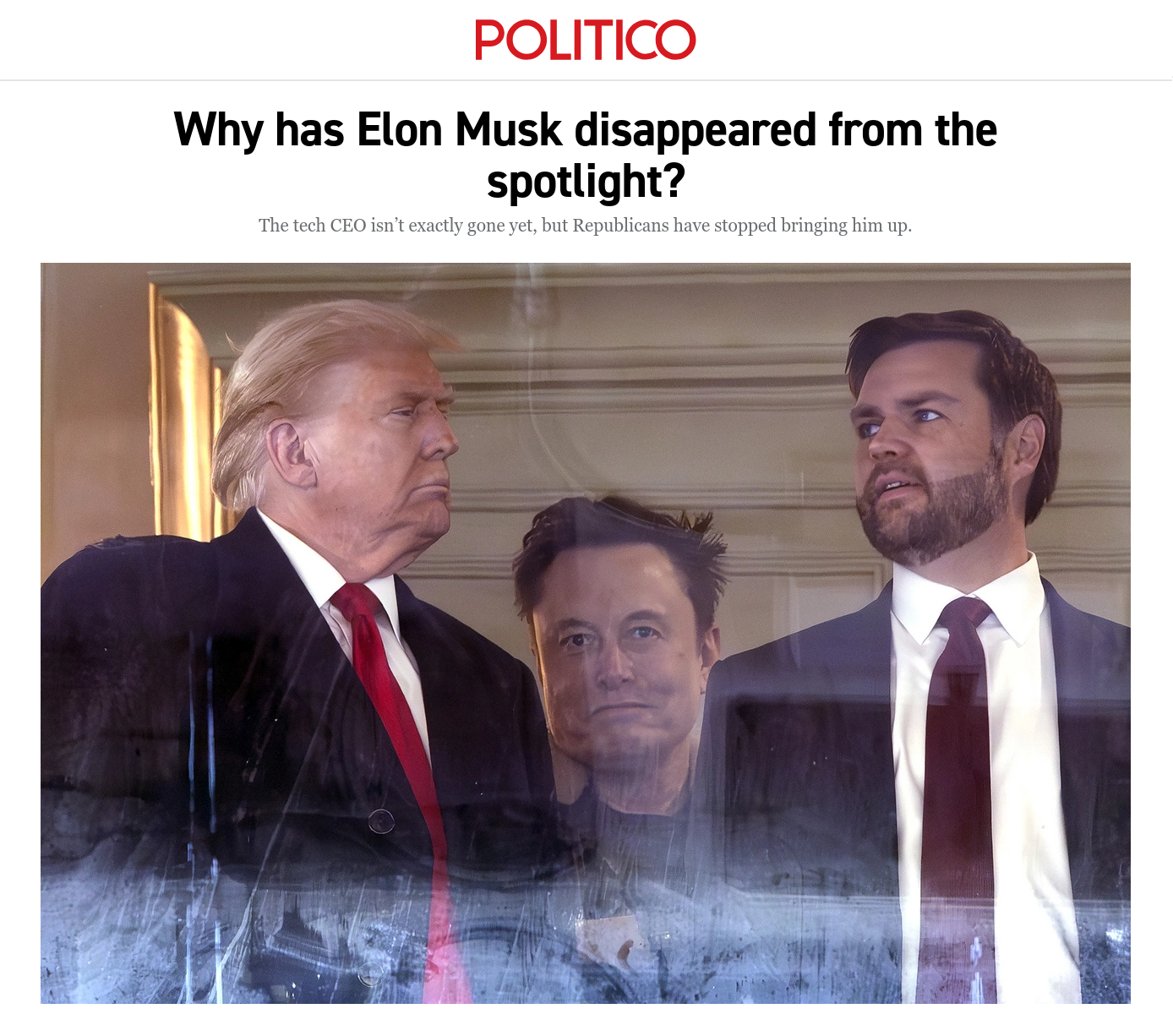 Знімок заголовка на politico.com