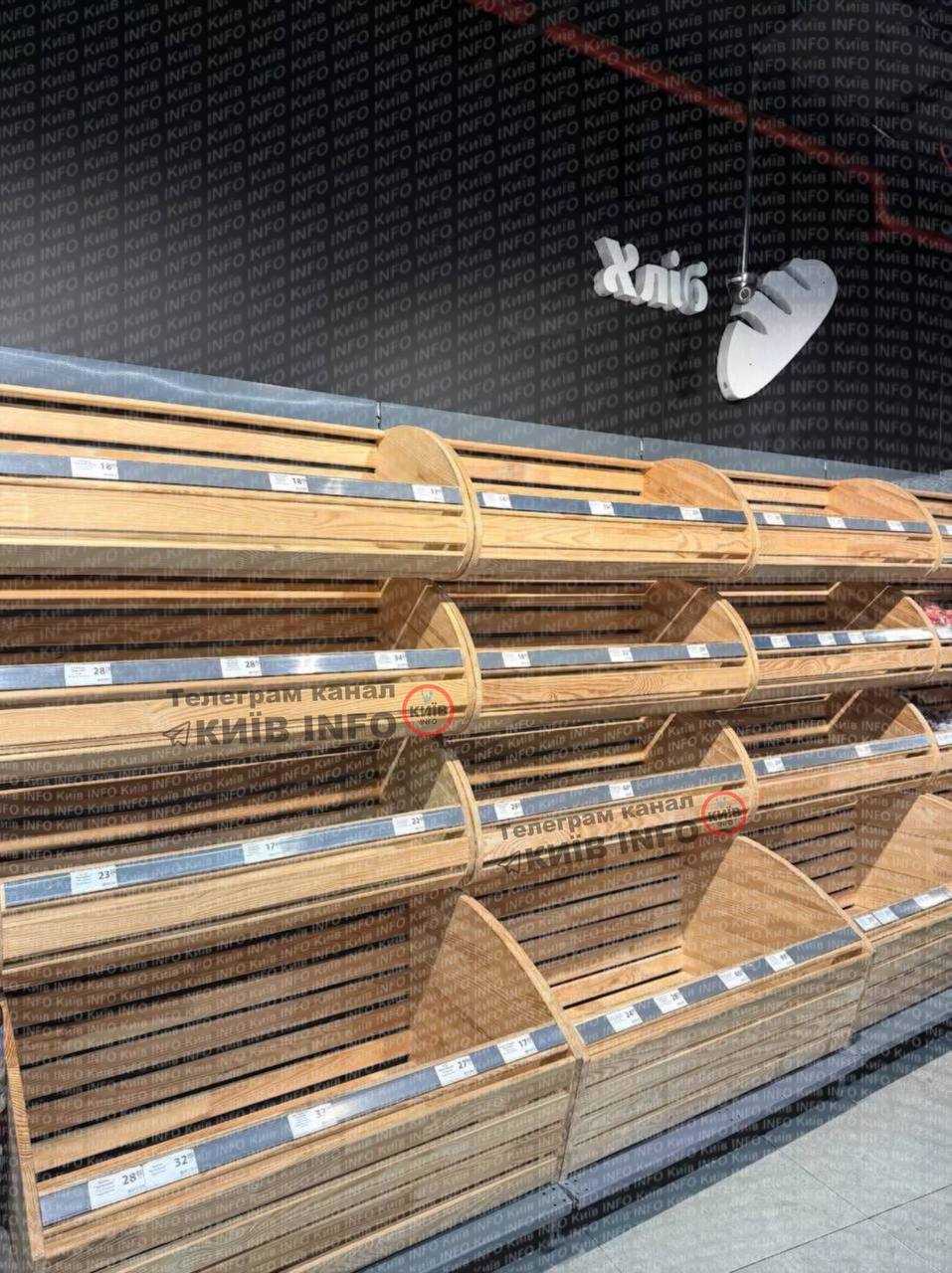 Фото (3) пустых полок в магазине. Источник - Телеграм