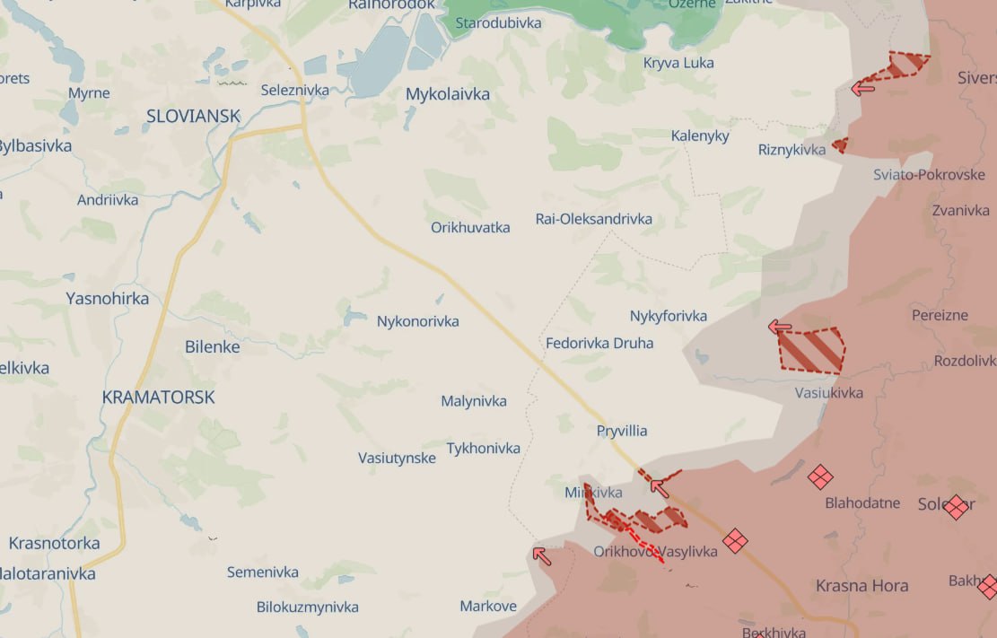 Славянск и краматорск. Карта боевых действий. Источник - Deep State